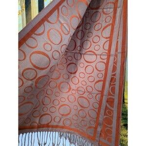 PASHMINA Scarf Shawl Wrap 100% Pashmina Orange/Brown w/ Fringe 66" X 28"